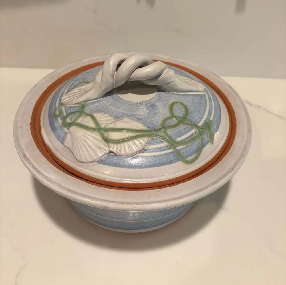 Mikael Carstanjen Studio Art Pottery Lidded Casserole Dish with Seashell Design
